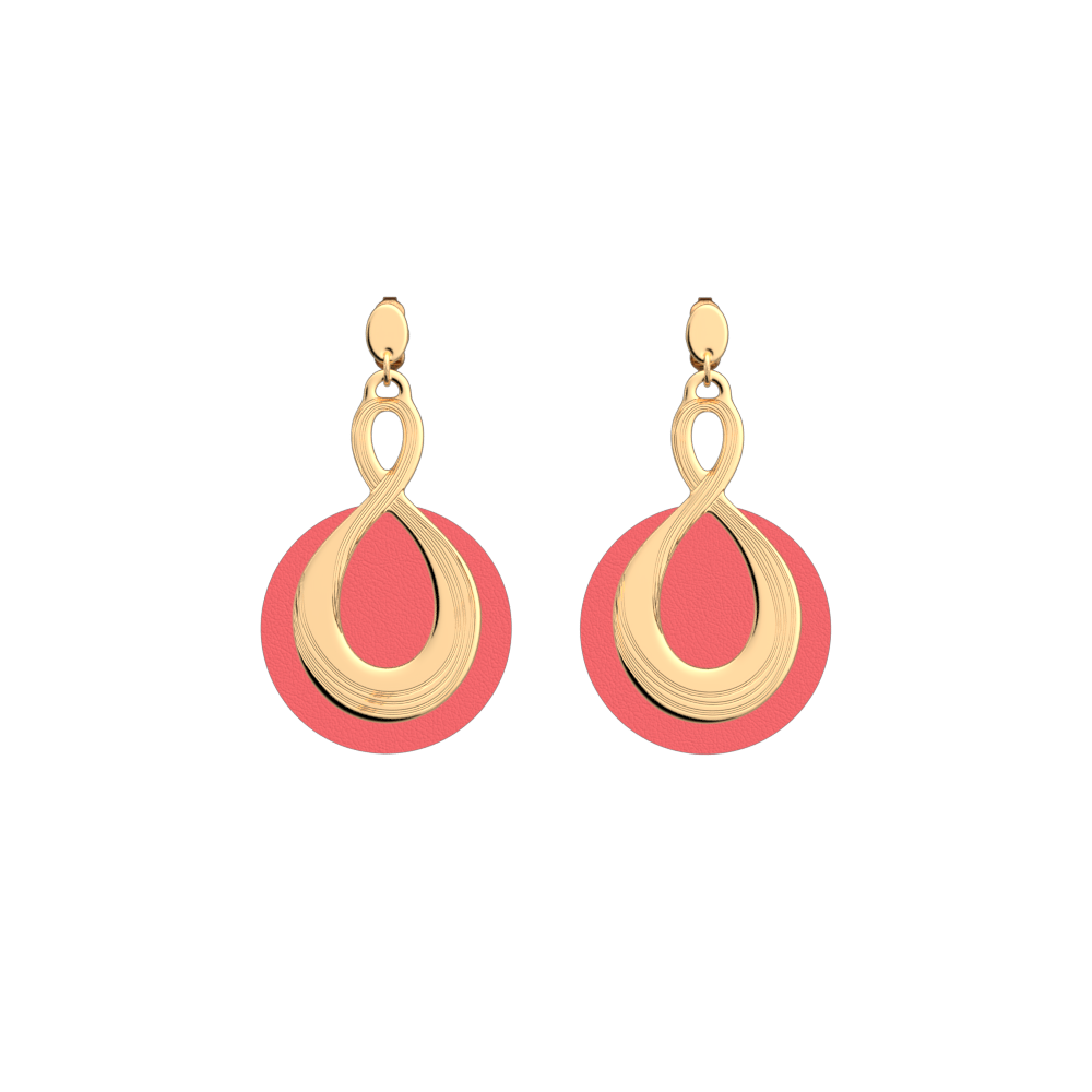 Infiniment Earring, Gold Finish, Indian Pink / Pearly Pink image number 2